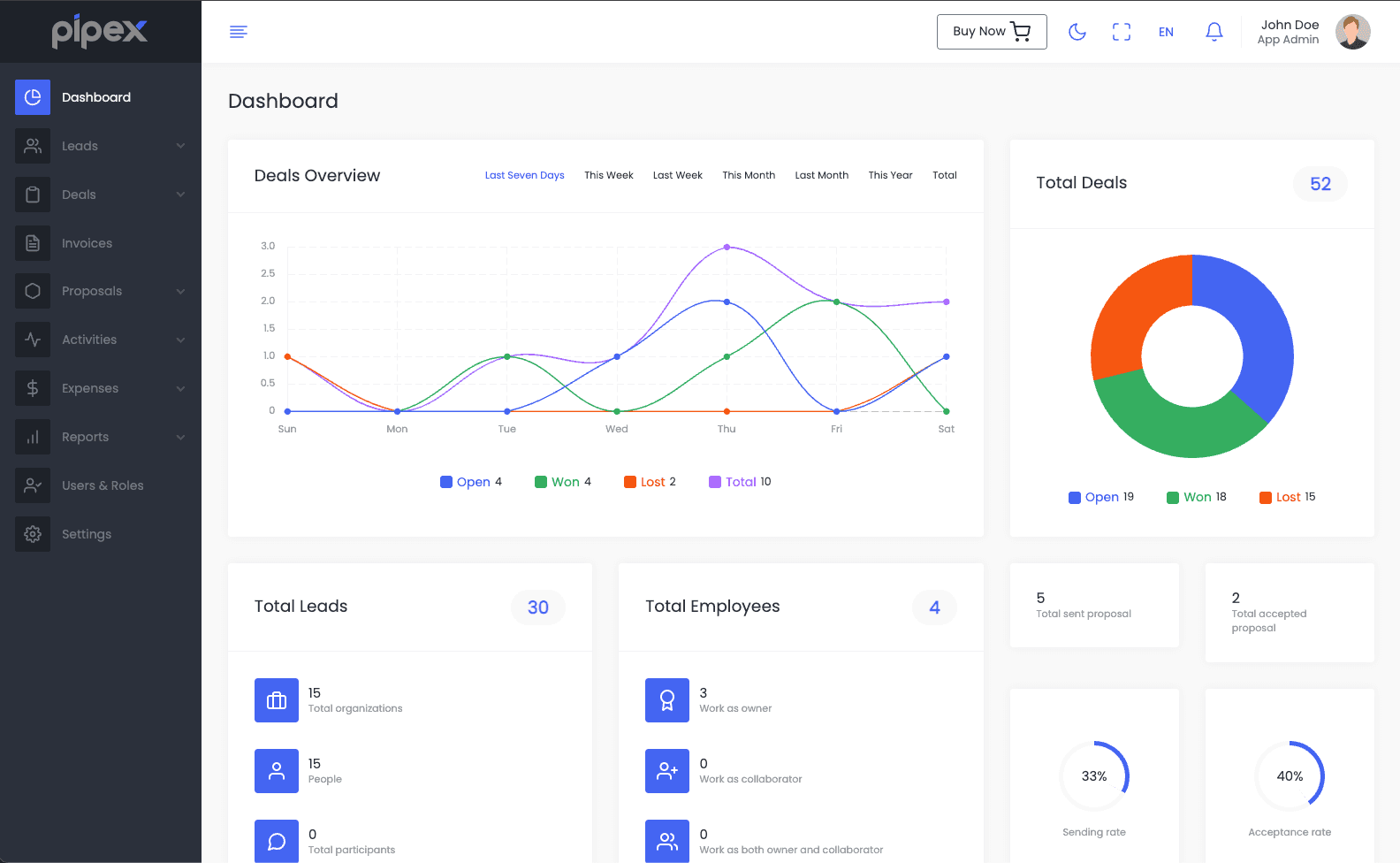 PipeX CRM web app