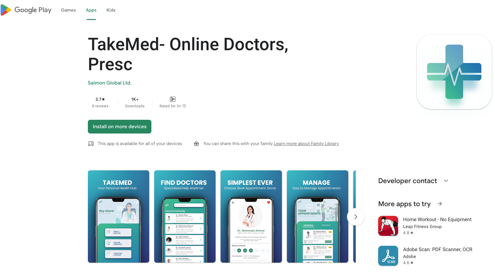 Takemed telemedicine cross-platform app